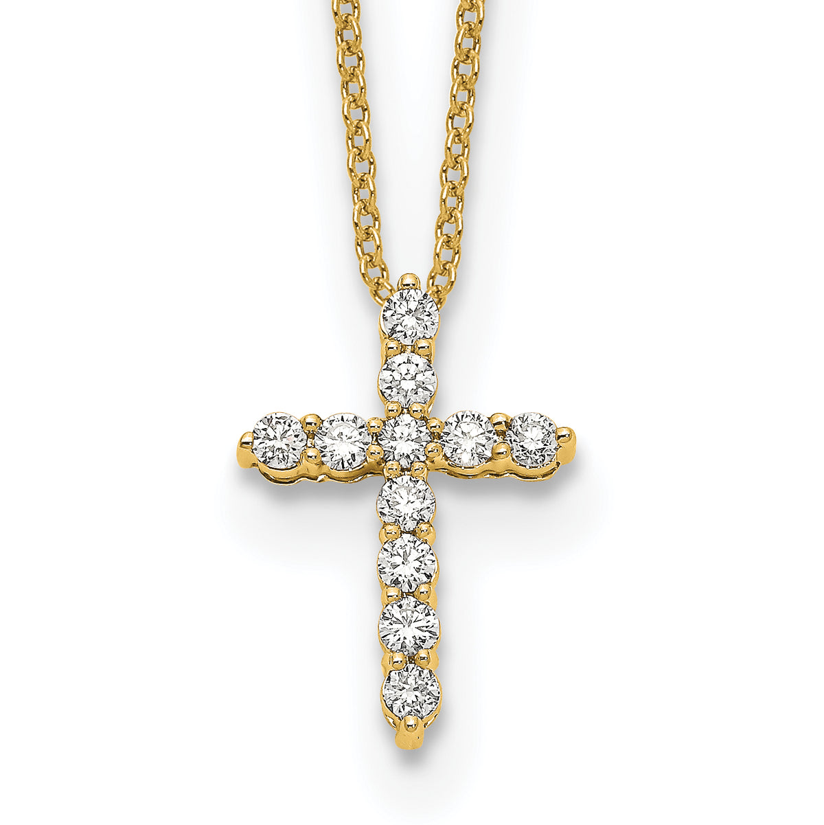 Diamond Cross Pendant Necklace - 10k Yellow Gold / None / 1/3 ctw.