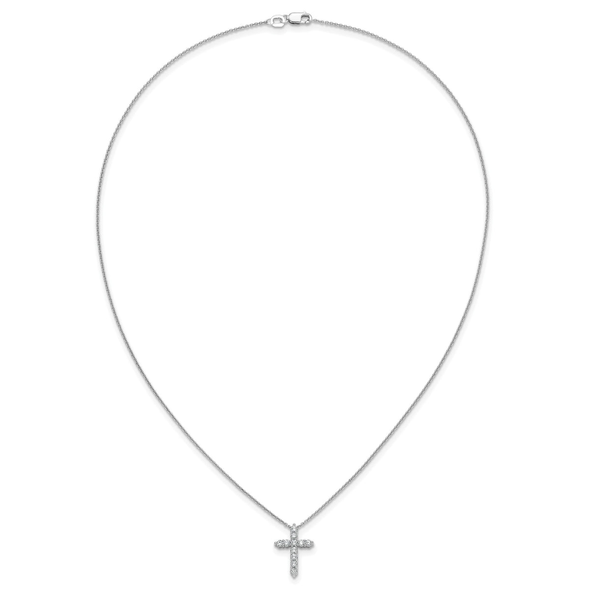 Diamond Cross Pendant Necklace - 10k White Gold / None / 1/2 ctw.