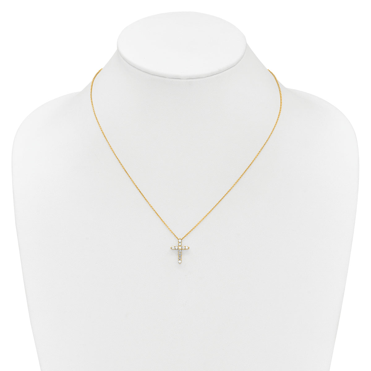 Diamond Cross Pendant Necklace - 10k Yellow Gold / None / 1/2 ctw.