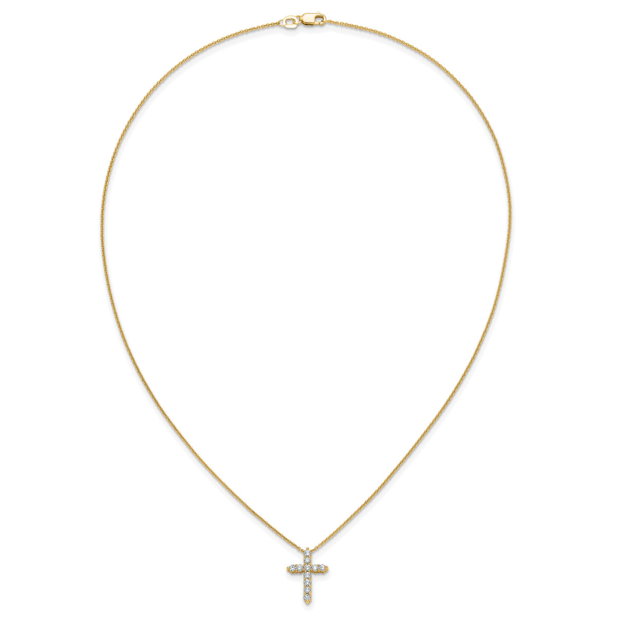 Diamond Cross Pendant Necklace - 10k Yellow Gold / None / 1/2 ctw.