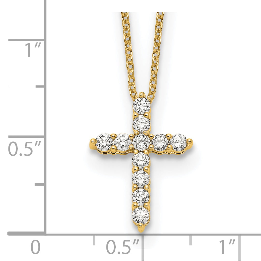 Diamond Cross Pendant Necklace - 10k Yellow Gold / None / 1/2 ctw.