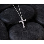 Diamond Cross Pendant Necklace - 14k White Gold / Diamond / 1/2 ctw.