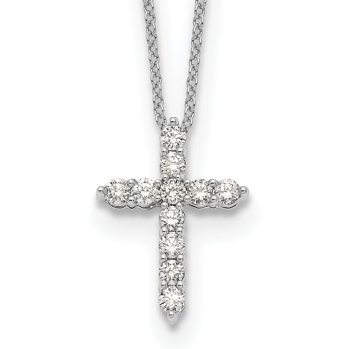 Diamond Cross Pendant Necklace - 14k White Gold / True Origin® Diamond, Lab Grown / 1/2 ctw.