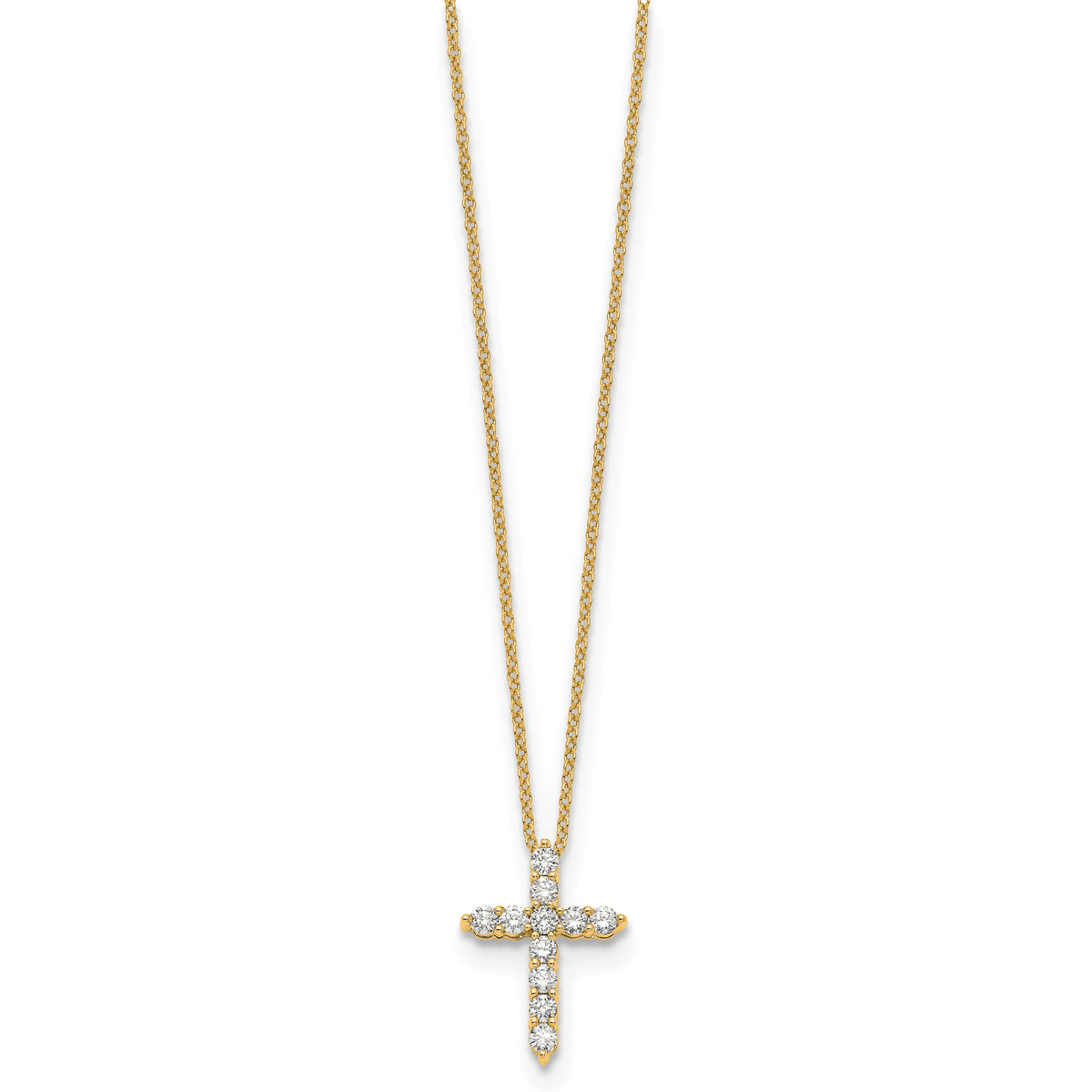Diamond Cross Pendant Necklace - 14k Yellow Gold / Diamond / 1/2 ctw.