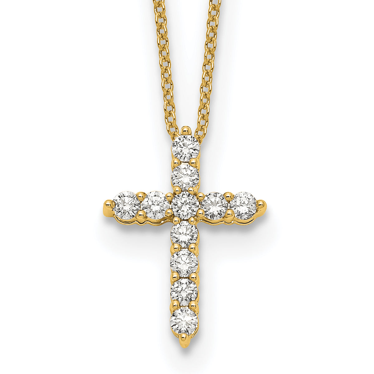 Diamond Cross Pendant Necklace - 14k Yellow Gold / Diamond / 1/2 ctw.