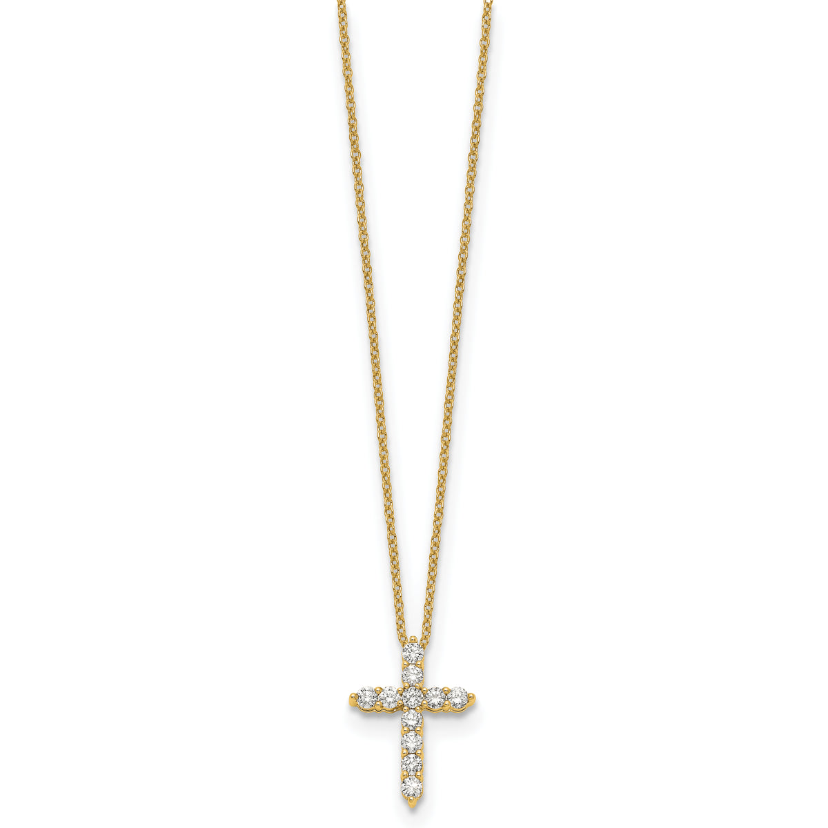 Diamond Cross Pendant Necklace - 14k Yellow Gold / True Origin® Diamond, Lab Grown / 1/2 ctw.