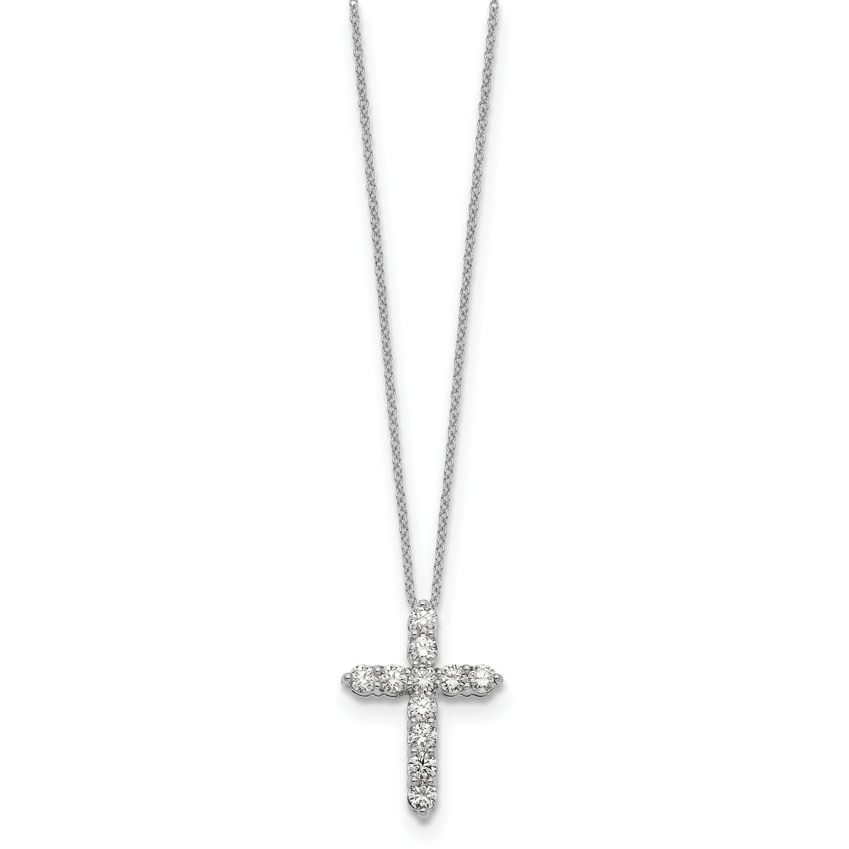 Diamond Cross Pendant Necklace - 14k White Gold / Diamond / 1 ctw.