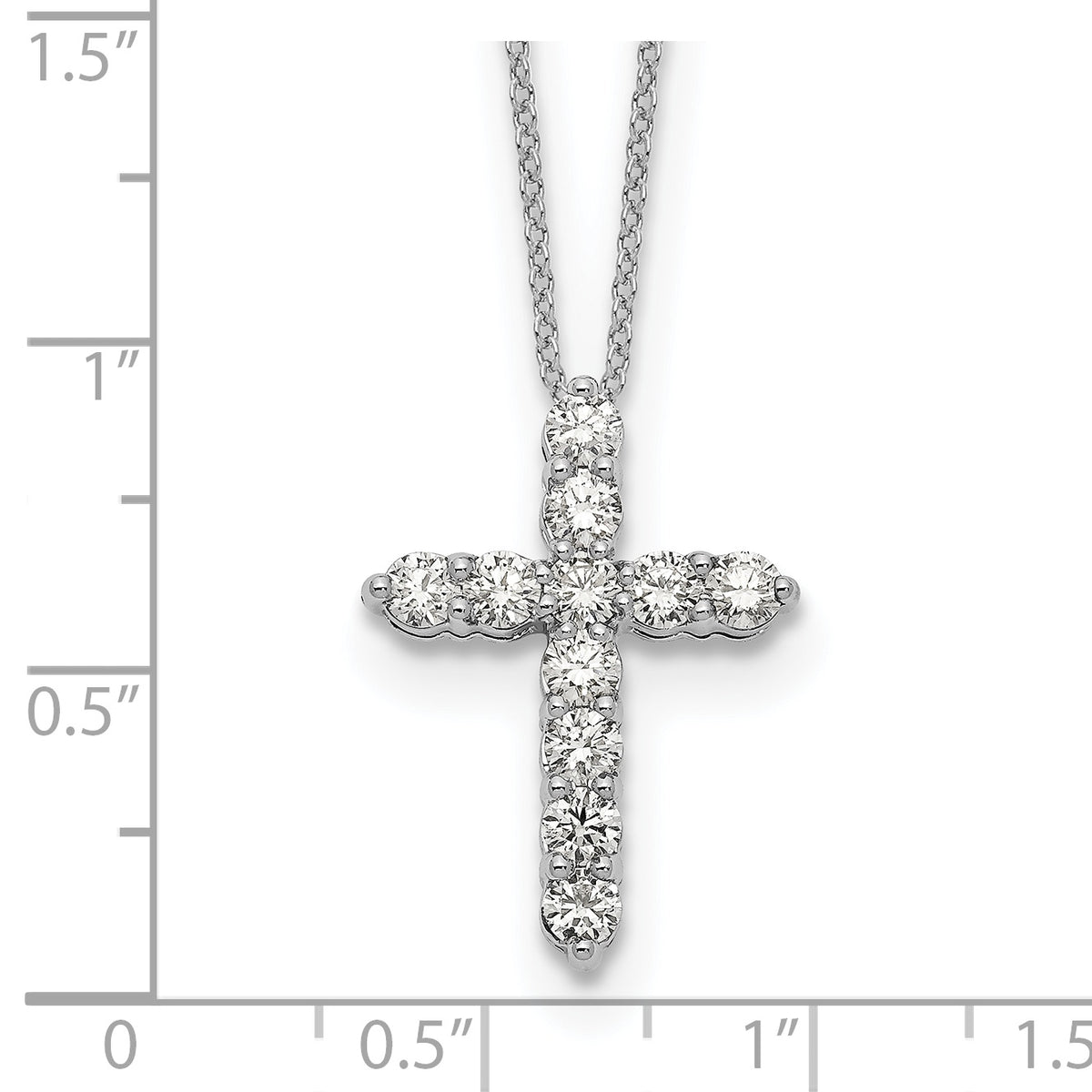 Diamond Cross Pendant Necklace - 14k White Gold / True Origin® Diamond, Lab Grown / 1 ctw.