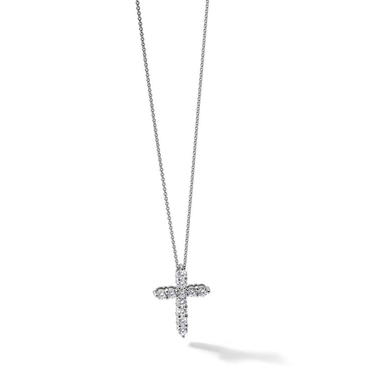 Diamond Cross Pendant Necklace - 14k White Gold / Diamond / 1 ctw.