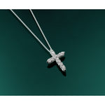Diamond Cross Pendant Necklace - 14k White Gold / Diamond / 1 ctw.