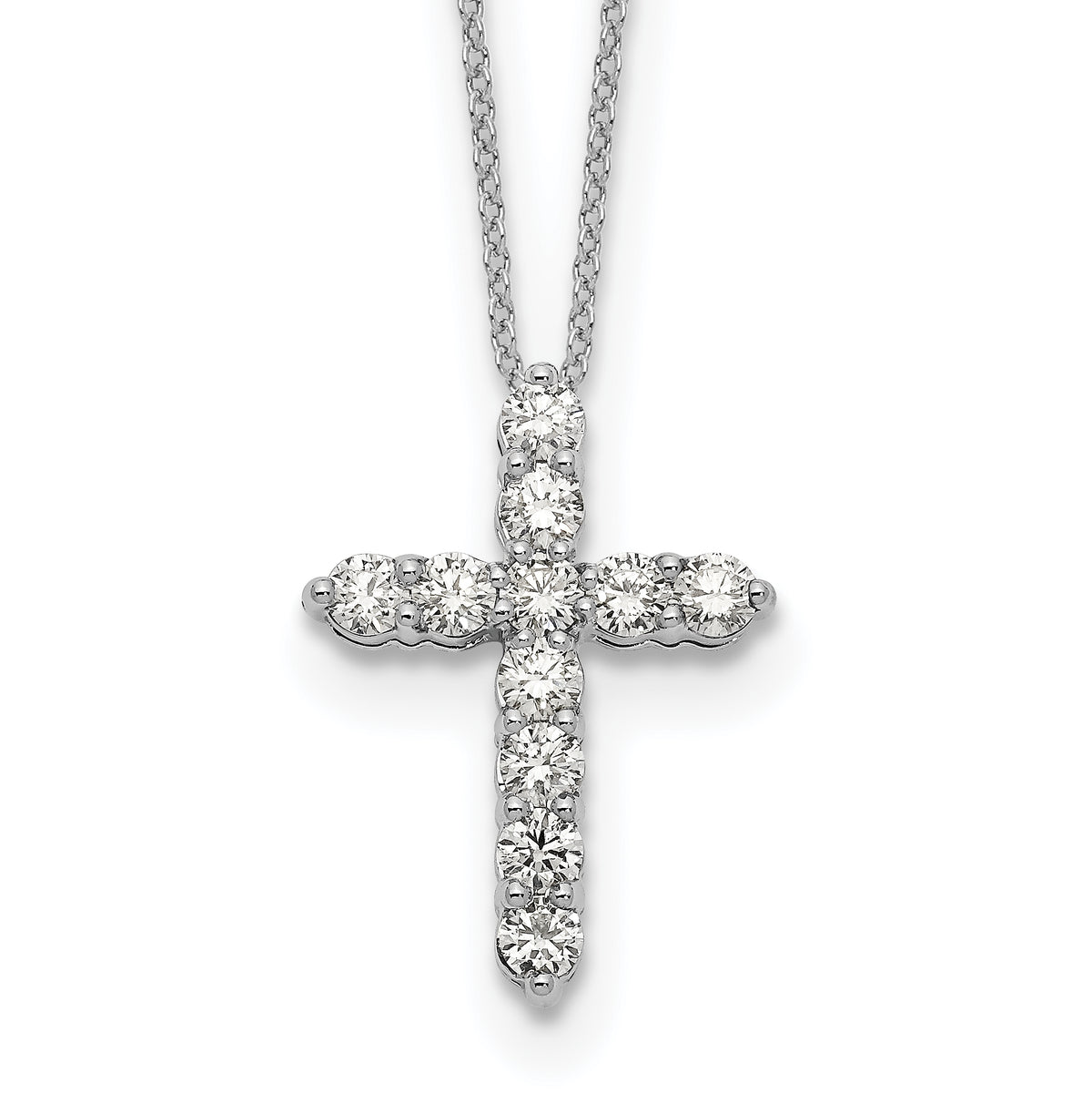 Diamond Cross Pendant Necklace - 14k White Gold / Diamond / 1 ctw.