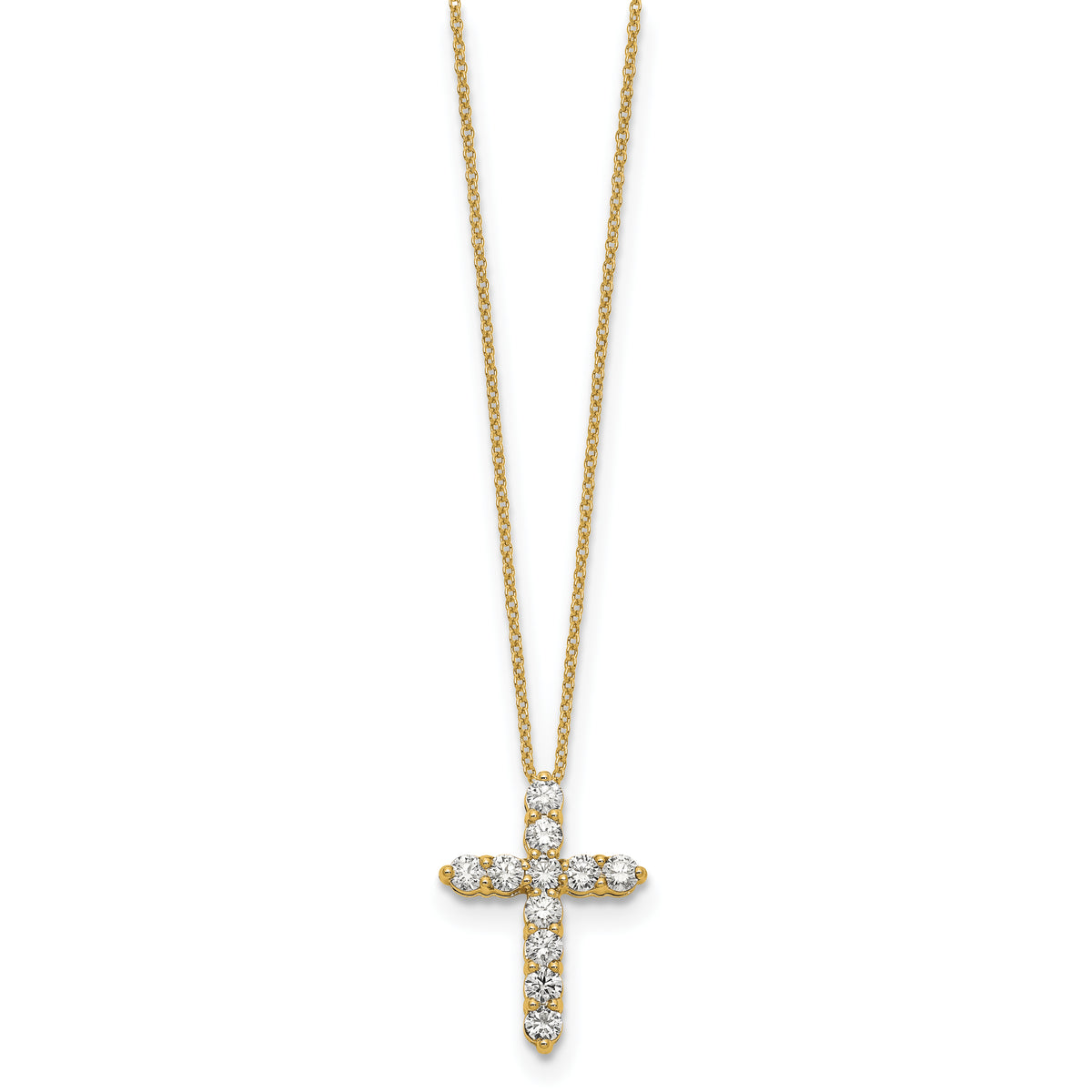 Diamond Cross Pendant Necklace - 14k Yellow Gold / Diamond / 1 ctw.