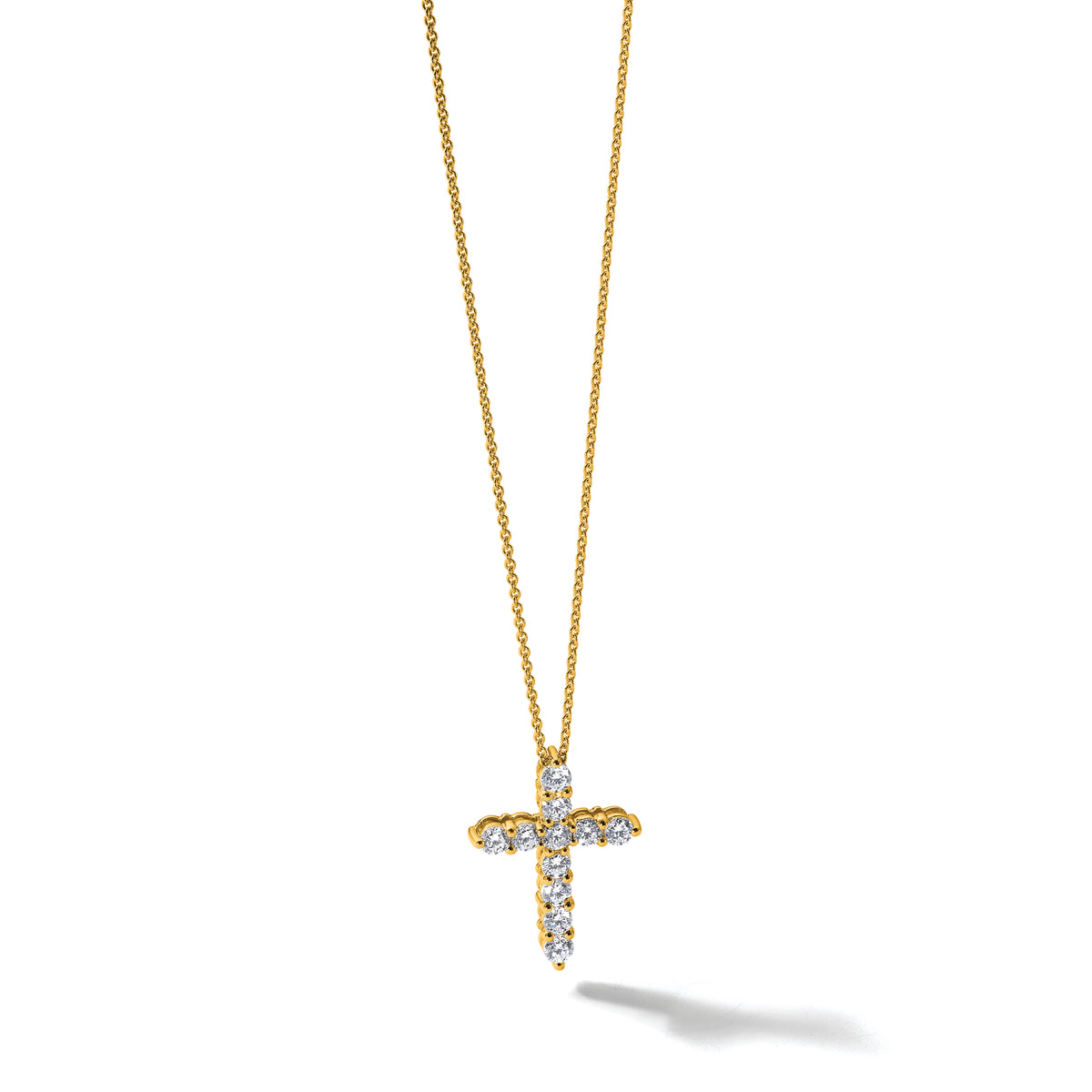 Diamond Cross Pendant Necklace - 14k Yellow Gold / Diamond / 1 ctw.