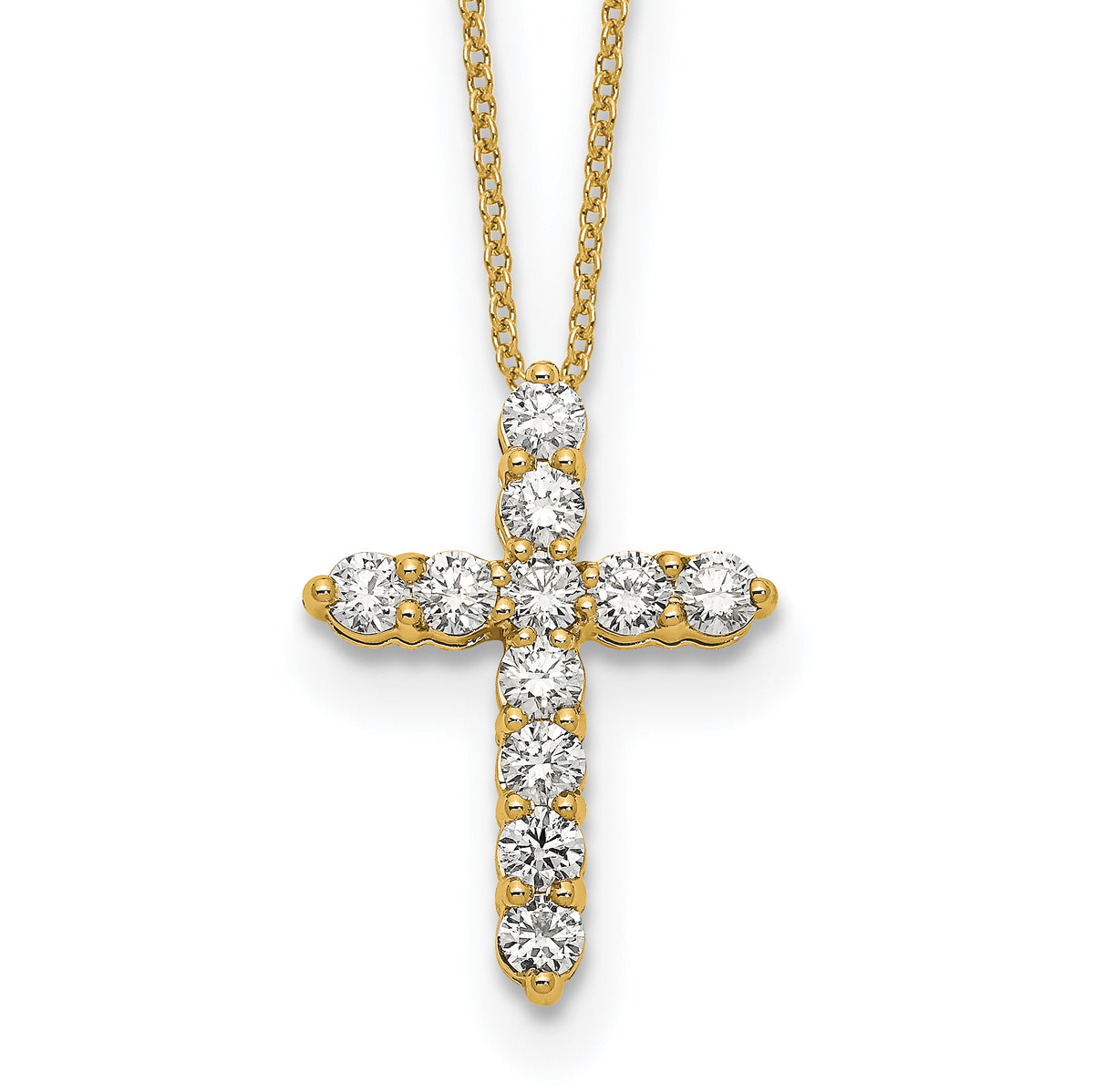 Diamond Cross Pendant Necklace - 14k Yellow Gold / Diamond / 1 ctw.