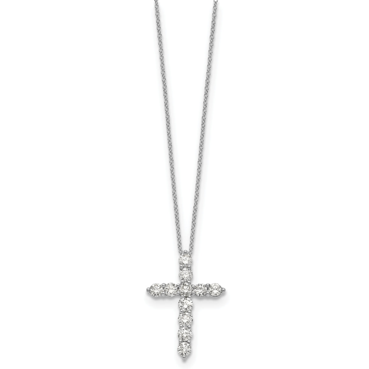 Diamond Cross Pendant Necklace - 14k White Gold / Diamond / 1-1/2 ctw.