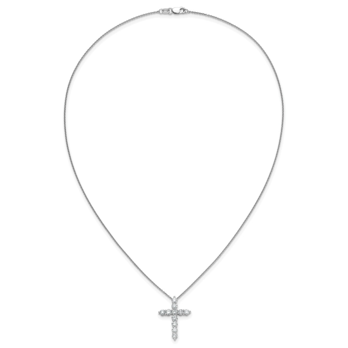 Diamond Cross Pendant Necklace - 14k White Gold / Diamond / 1-1/2 ctw.