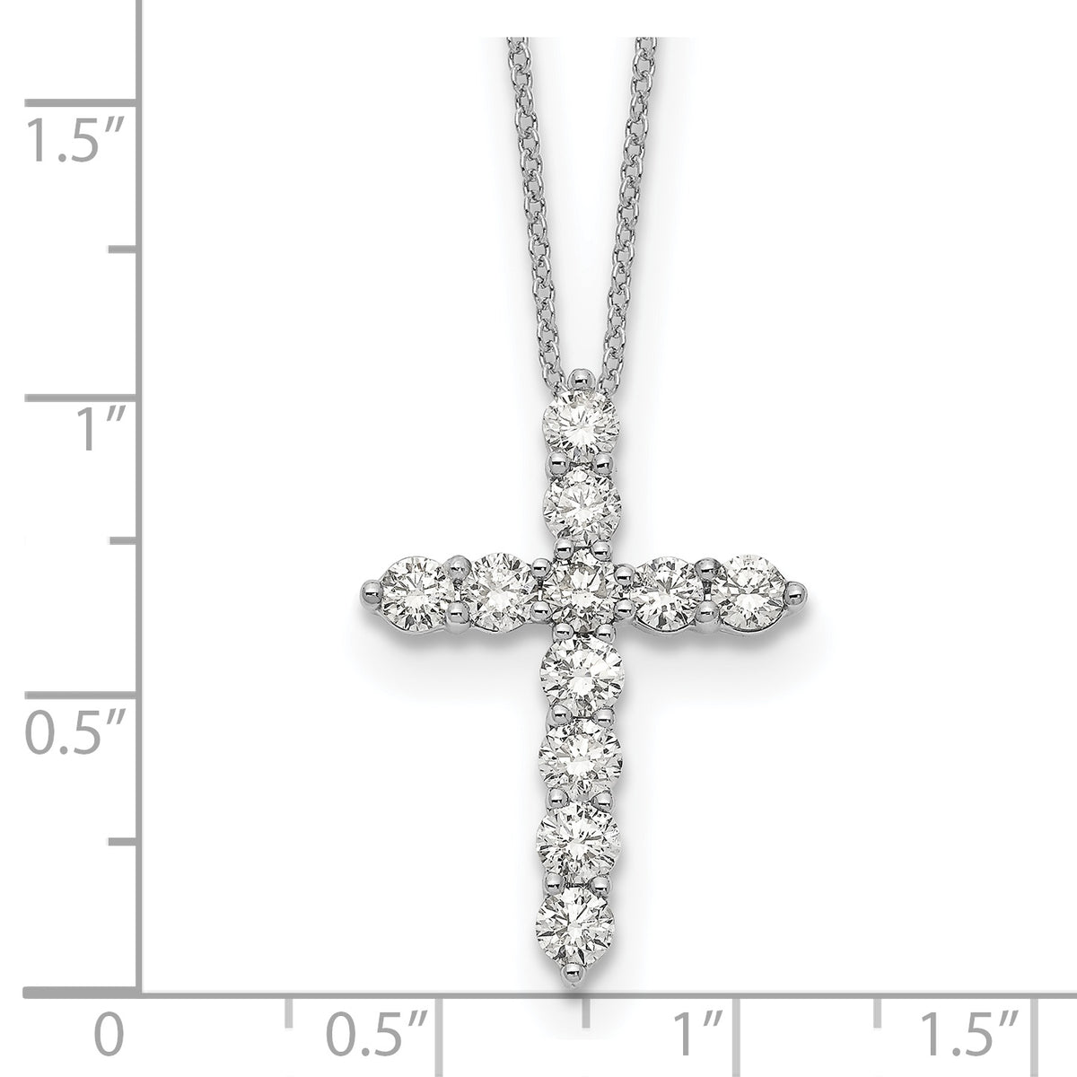 Diamond Cross Pendant Necklace - 14k White Gold / True Origin® Diamond, Lab Grown / 1-1/2 ctw.