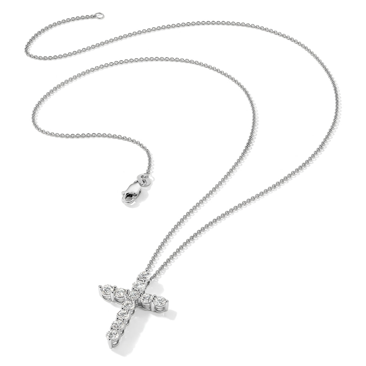 Diamond Cross Pendant Necklace - 14k White Gold / Diamond, Lab Grown / 3 ctw., VS+ F+