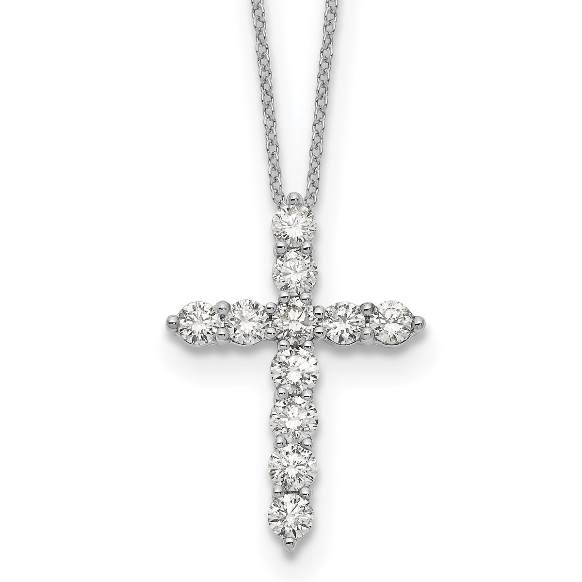 Diamond Cross Pendant Necklace - 14k White Gold / Diamond / 1-1/2 ctw.