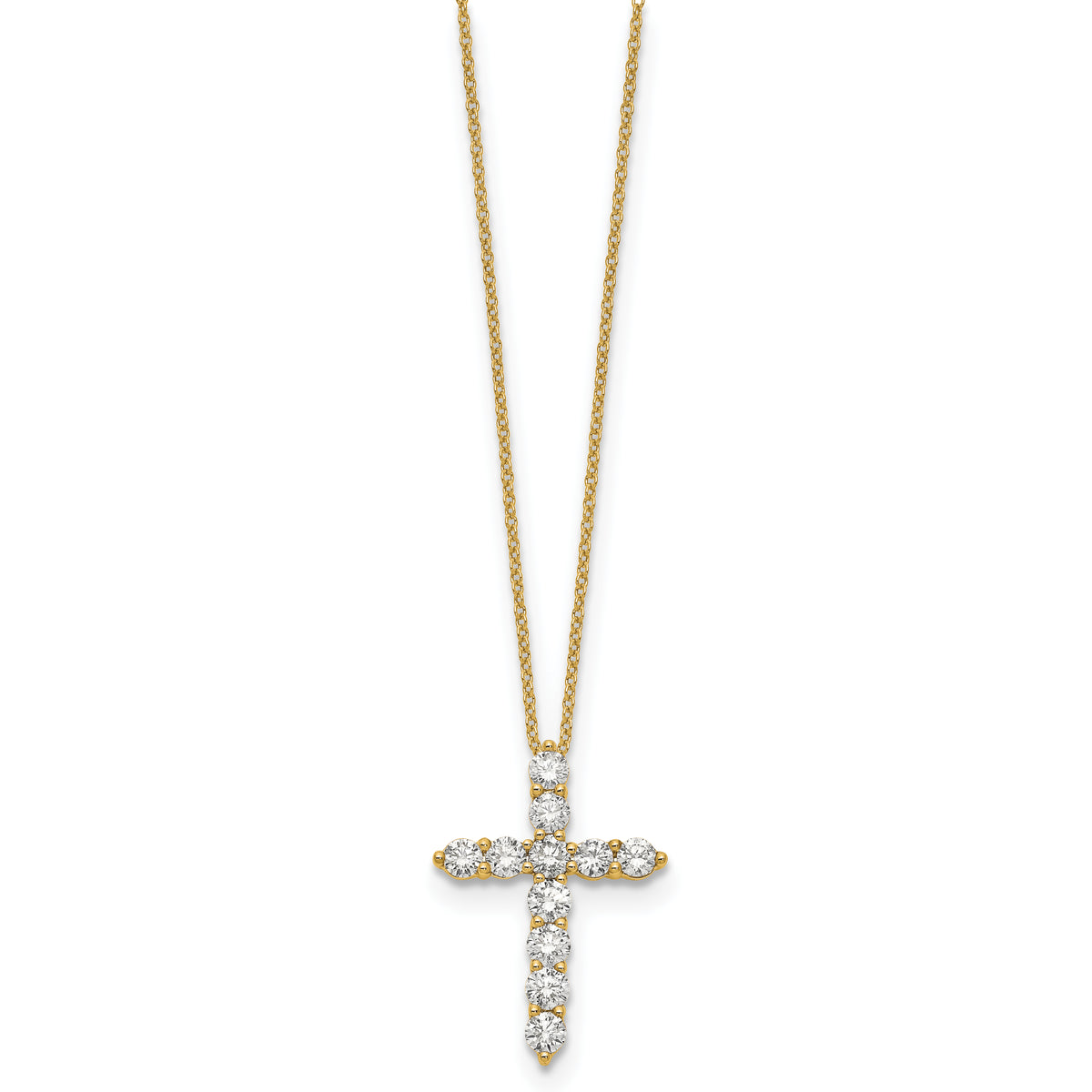 Diamond Cross Pendant Necklace - 14k Yellow Gold / Diamond / 1-1/2 ctw.