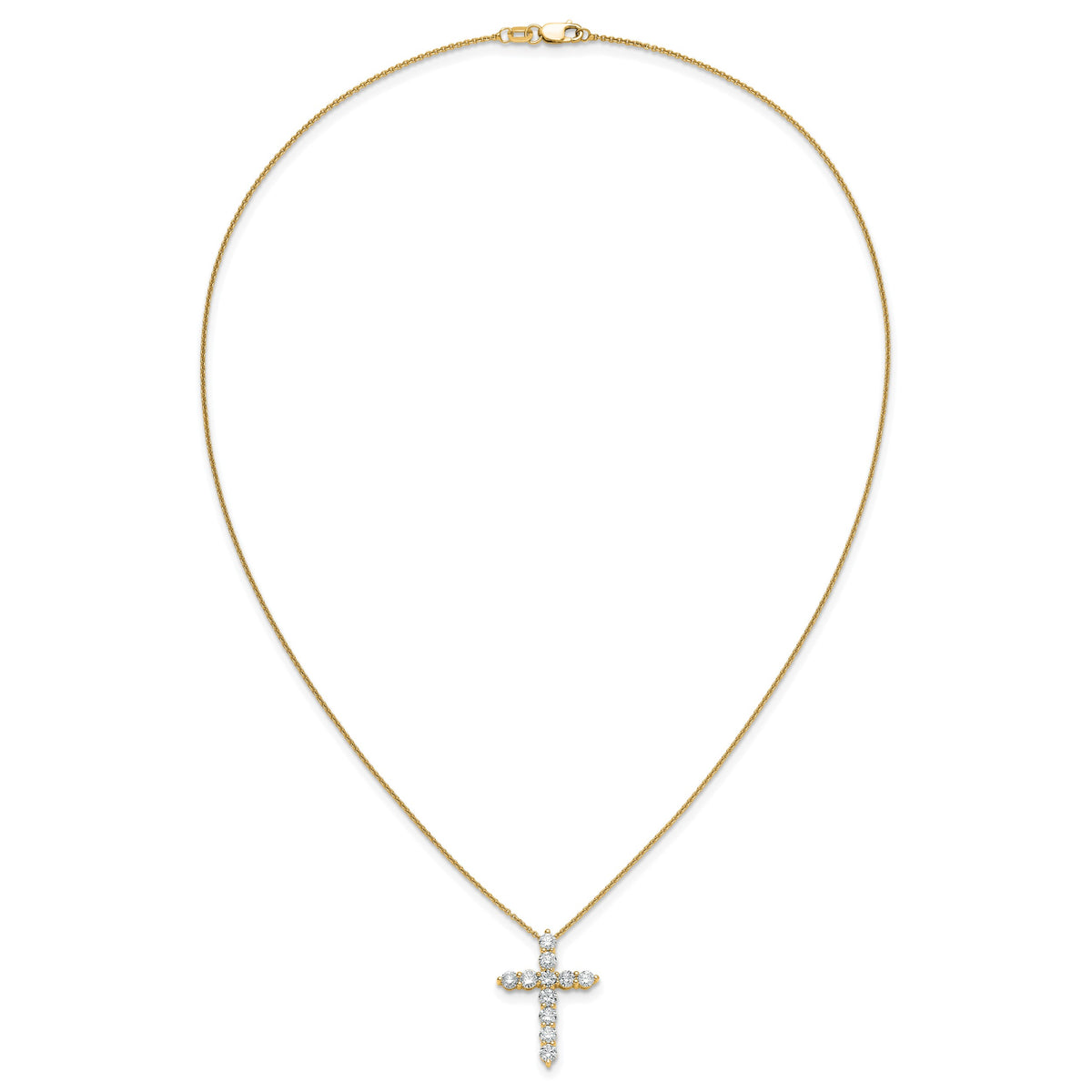 Diamond Cross Pendant Necklace - 14k Yellow Gold / Diamond / 1-1/2 ctw.