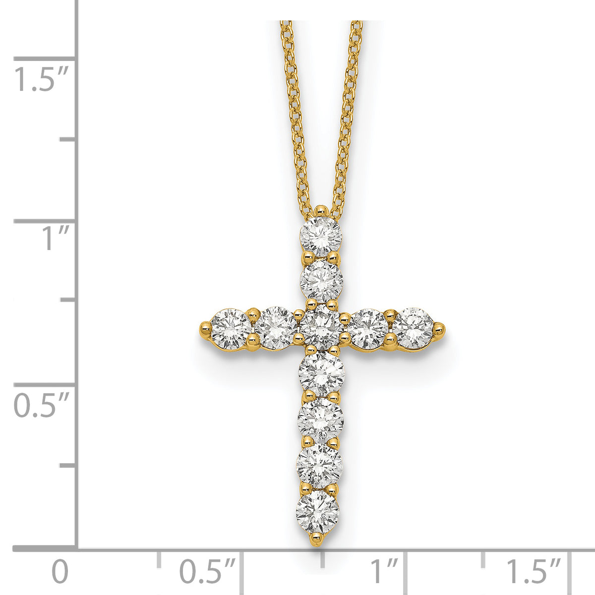 Diamond Cross Pendant Necklace - 14k Yellow Gold / True Origin® Diamond, Lab Grown / 1-1/2 ctw.