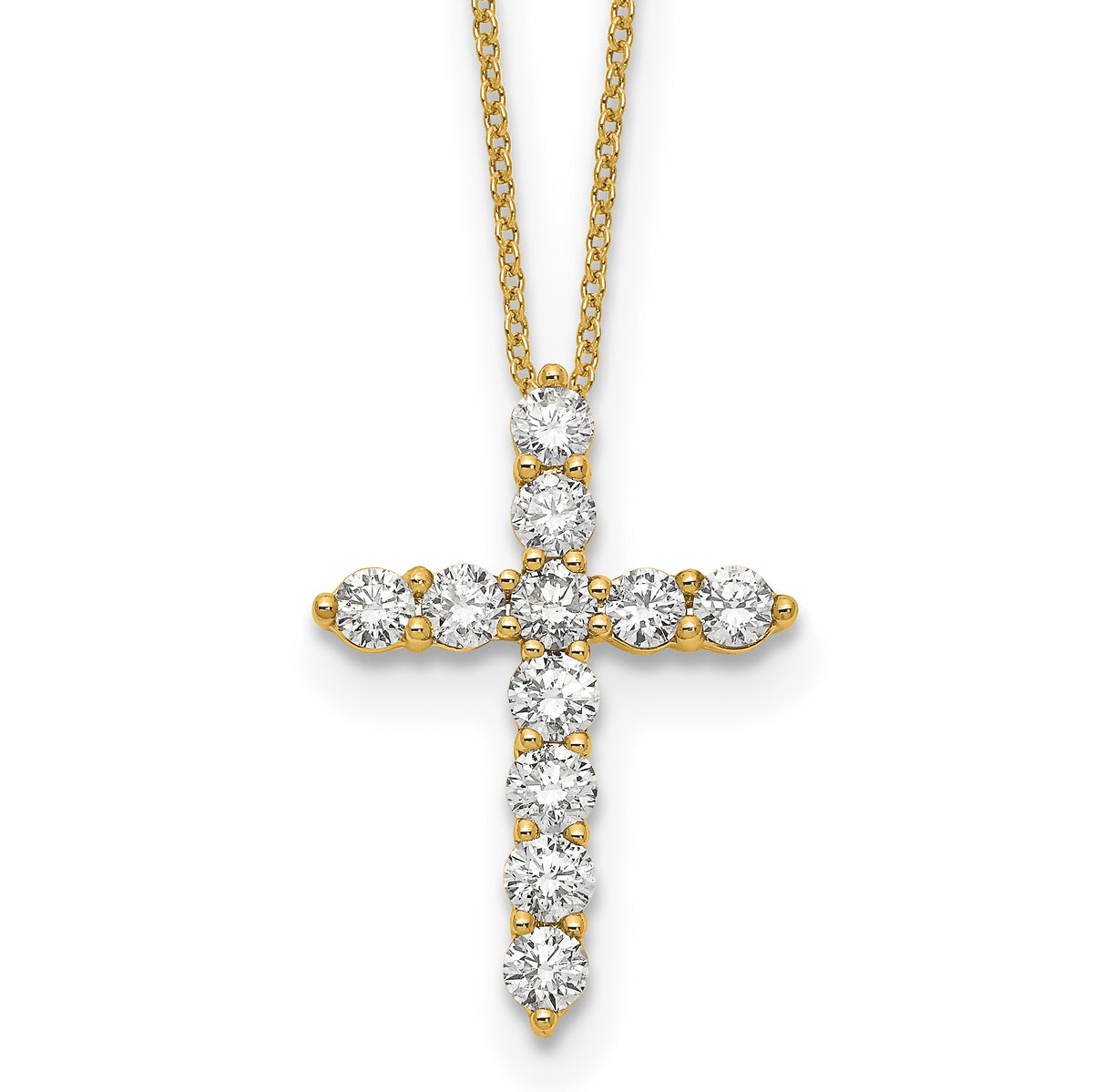 Diamond Cross Pendant Necklace - 14k Yellow Gold / Diamond / 1-1/2 ctw.
