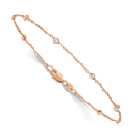 14k True Origin Lab Grown Diamond VS/SI, D E F Station Bracelet/Anklet - 14k Rose Gold / 7 in