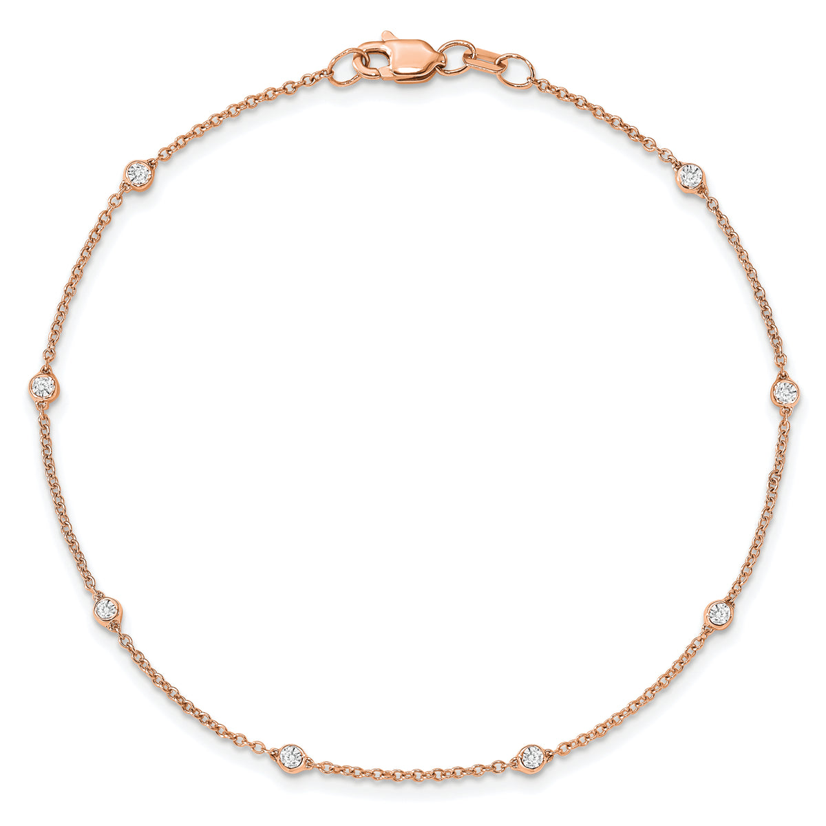 14k True Origin Lab Grown Diamond VS/SI, D E F Station Bracelet/Anklet - 14k Rose Gold / 7 in