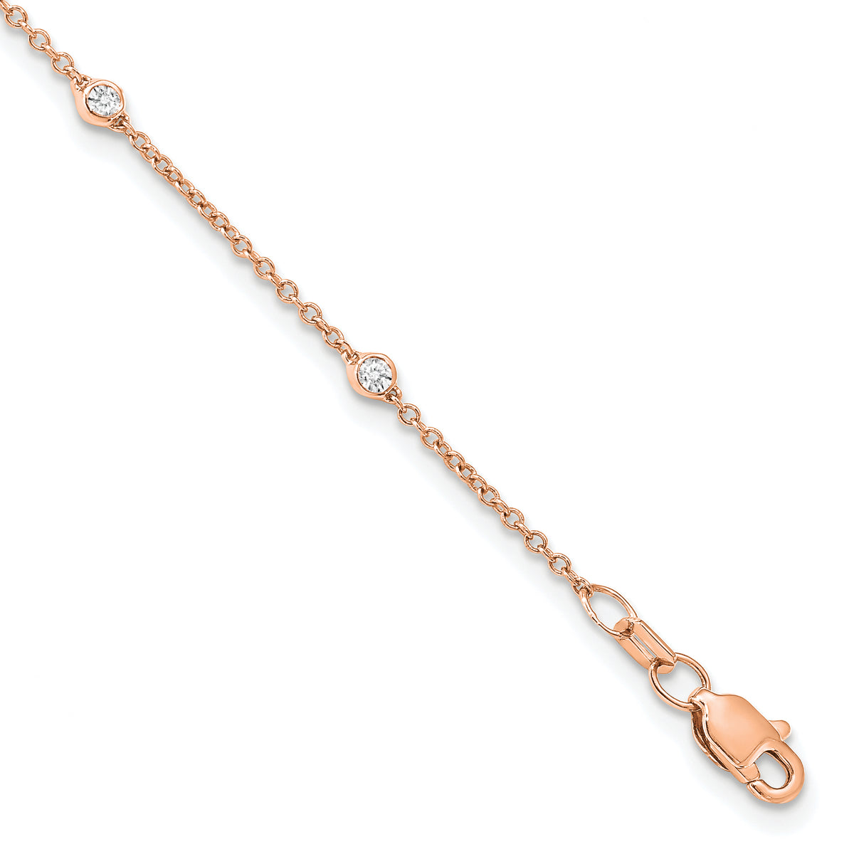 14k True Origin Lab Grown Diamond VS/SI, D E F Station Bracelet/Anklet - 14k Rose Gold / 7 in#14k Rose Gold_7 in