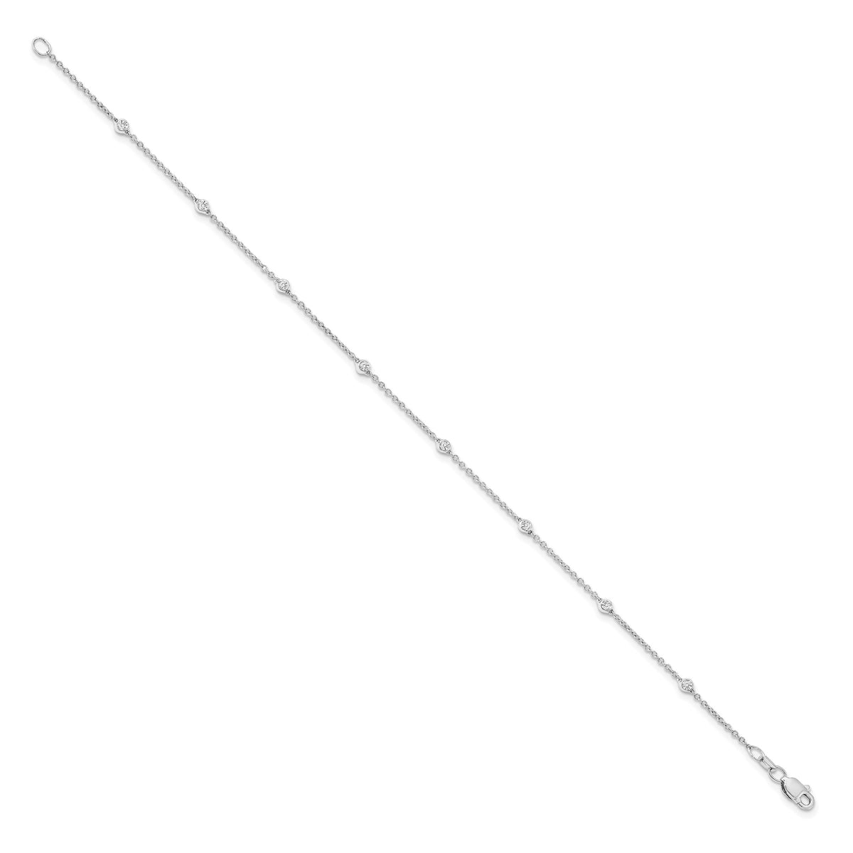 14k True Origin Lab Grown Diamond VS/SI, D E F Station Bracelet/Anklet - 14k White Gold / 7 in