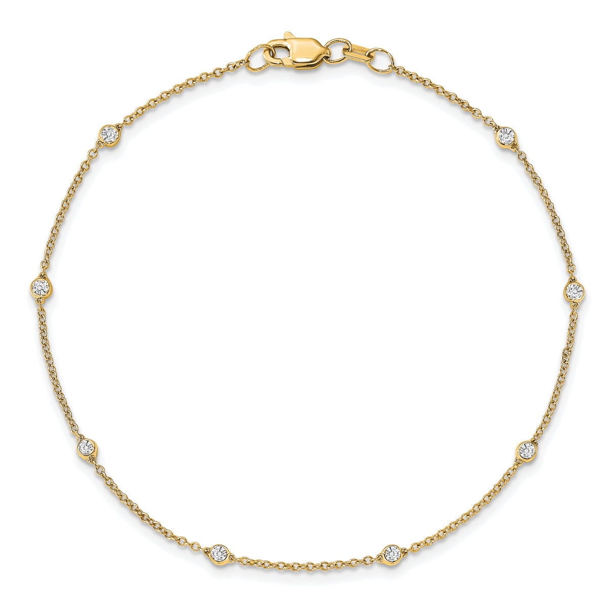 14k True Origin Lab Grown Diamond VS/SI, D E F Station Bracelet/Anklet - 14k Yellow Gold / 7 in