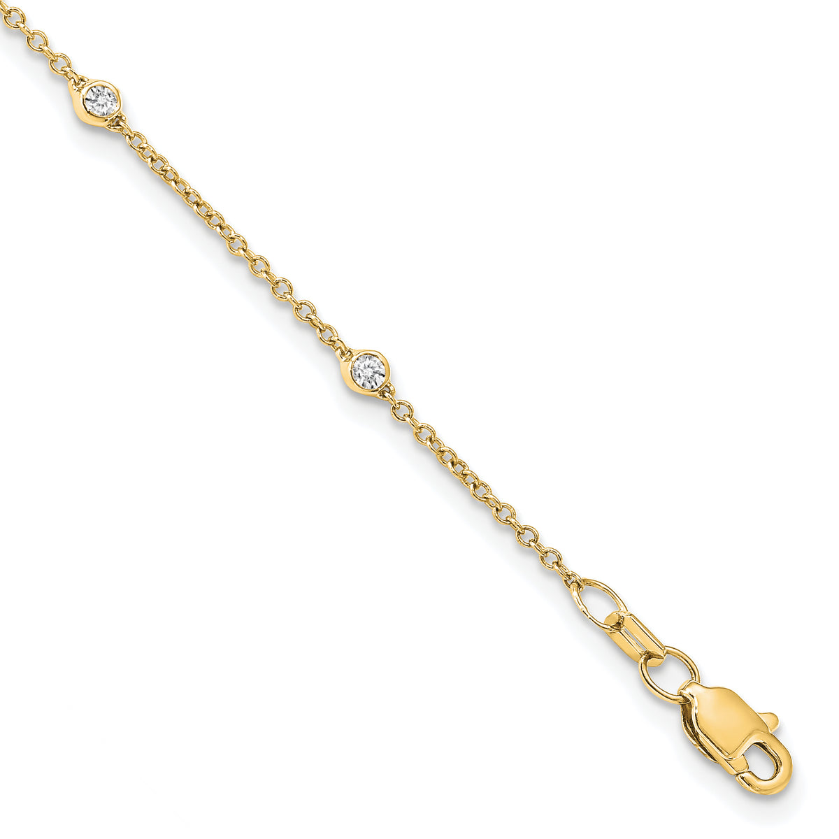 14k True Origin Lab Grown Diamond VS/SI, D E F Station Bracelet/Anklet - 14k Yellow Gold / 7 in