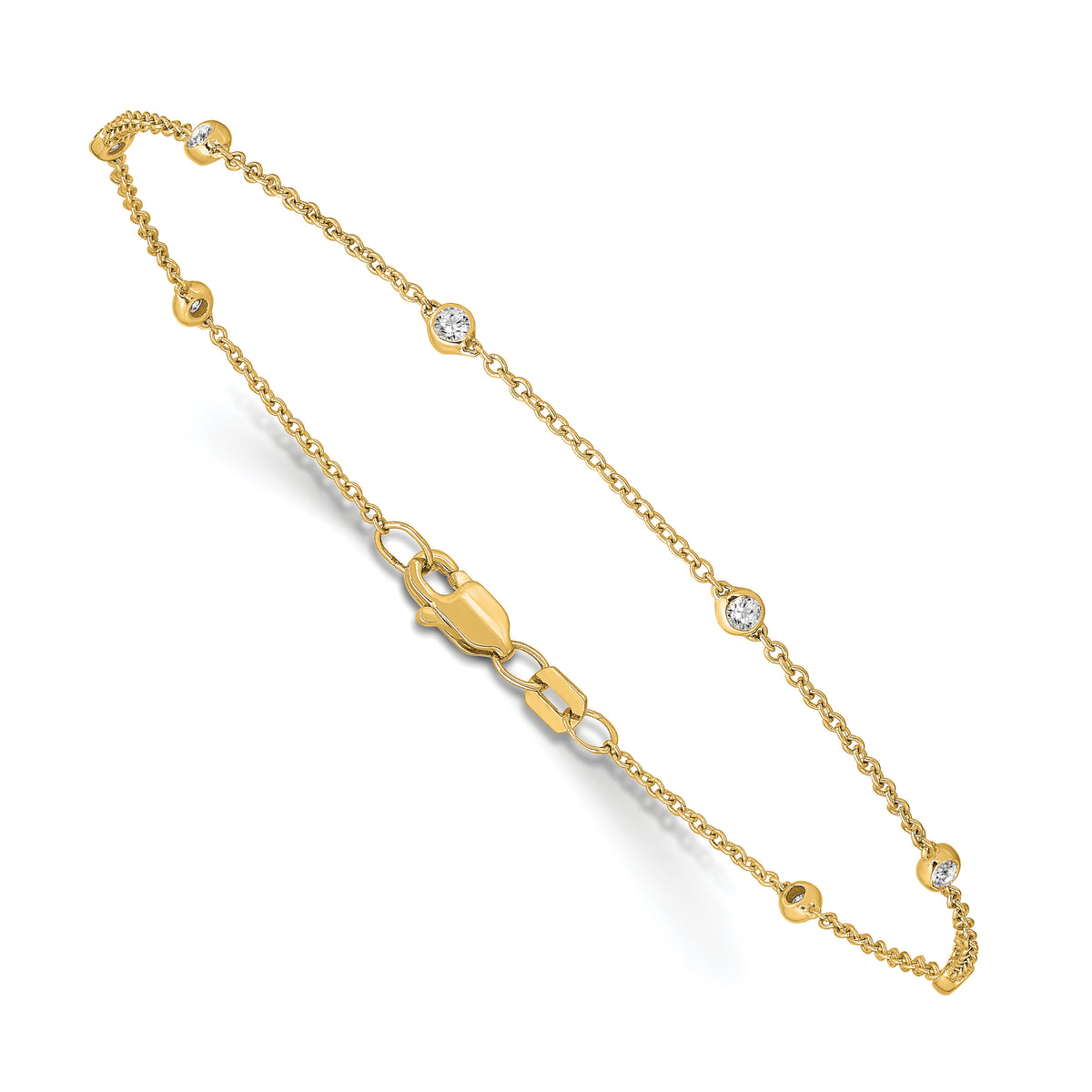 14k True Origin Lab Grown Diamond VS/SI, D E F Station Bracelet/Anklet - 14k Yellow Gold / 7 in