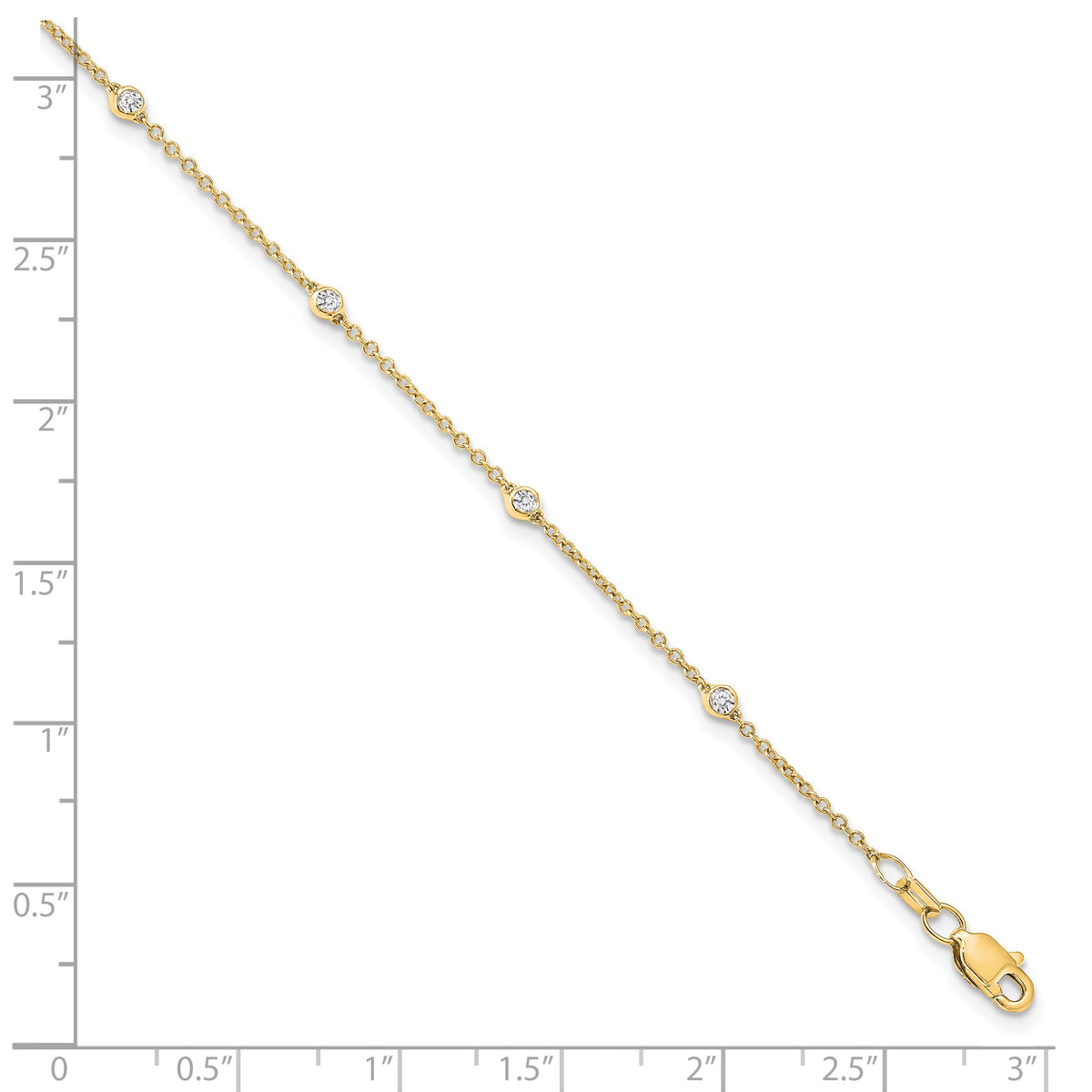 14k True Origin Lab Grown Diamond VS/SI, D E F Station Bracelet/Anklet - 14k Yellow Gold / 7 in