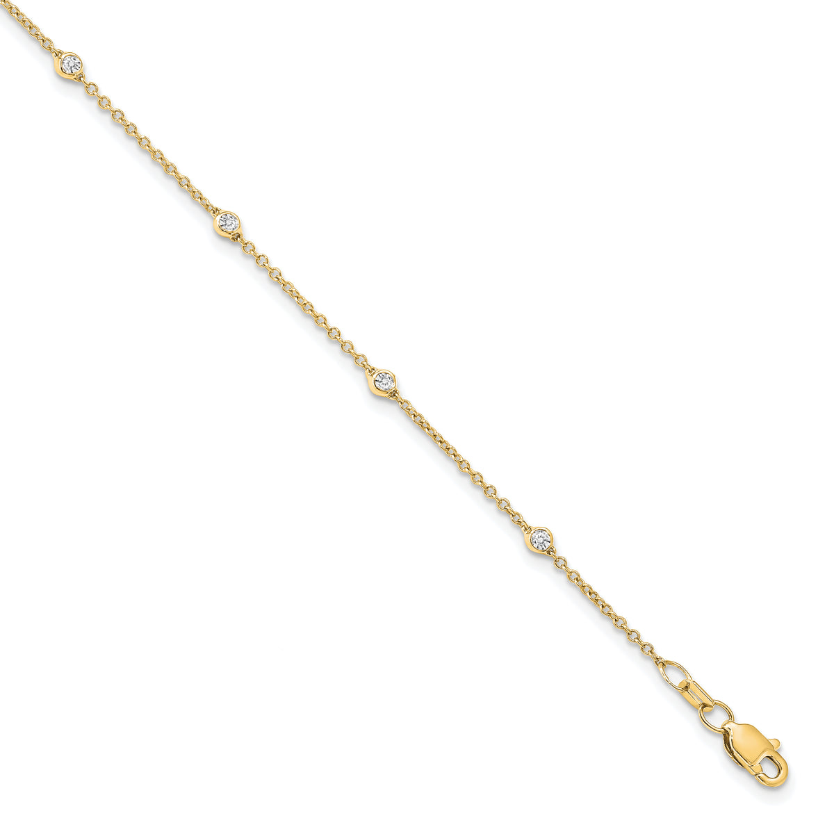 14k True Origin Lab Grown Diamond VS/SI, D E F Station Bracelet/Anklet - 14k Yellow Gold / 7 in