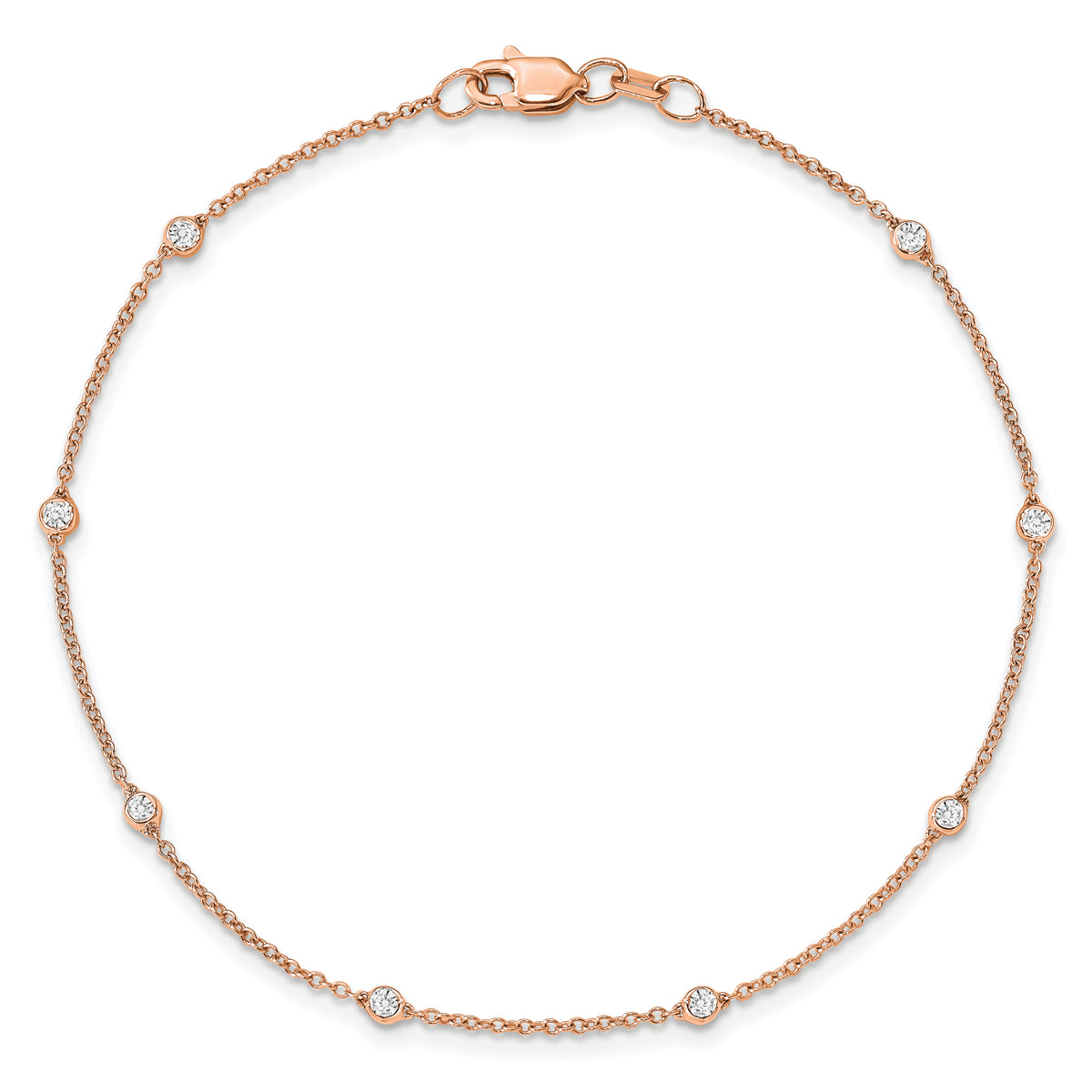 14k True Origin Lab Grown Diamond VS/SI, D E F Station Bracelet/Anklet - 14k Rose Gold / 8 in