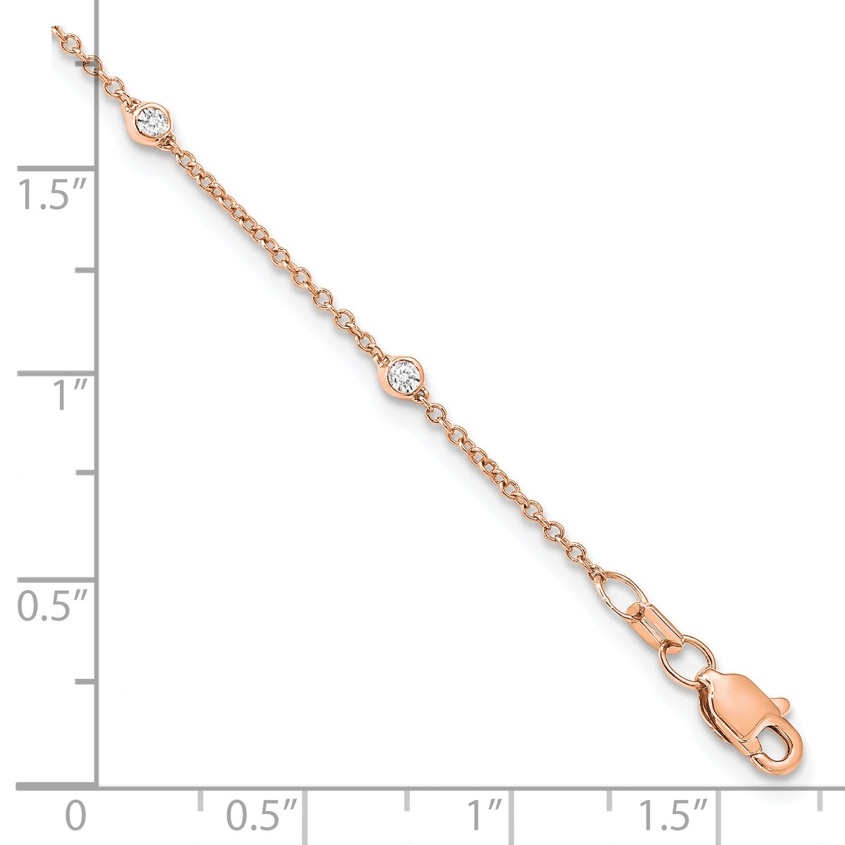 14k True Origin Lab Grown Diamond VS/SI, D E F Station Bracelet/Anklet - 14k Rose Gold / 8 in