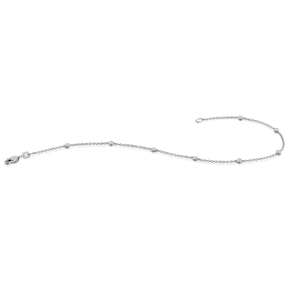 14k True Origin Lab Grown Diamond VS/SI, D E F Station Bracelet/Anklet - 14k White Gold / 7 in