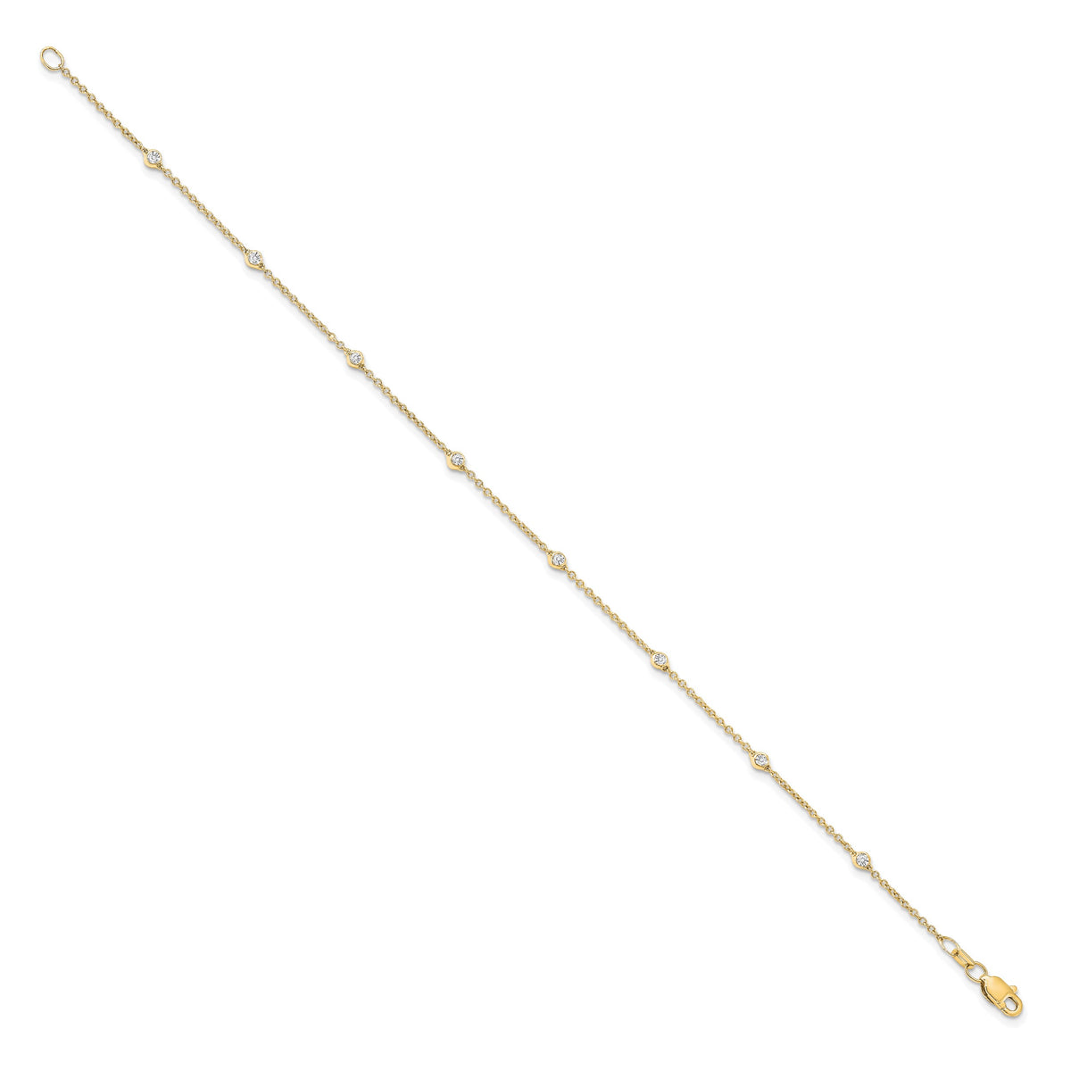 14k True Origin Lab Grown Diamond VS/SI, D E F Station Bracelet/Anklet - 14k Yellow Gold / 8 in