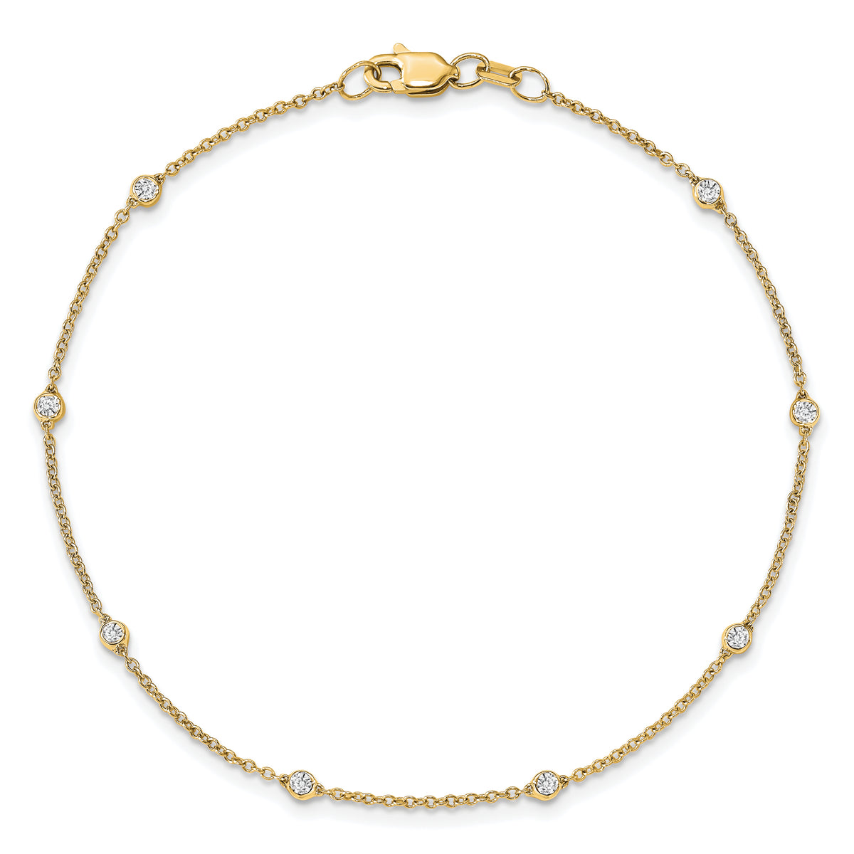 14k True Origin Lab Grown Diamond VS/SI, D E F Station Bracelet/Anklet - 14k Yellow Gold / 8 in