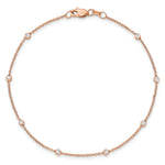 True Origin 1/5 carat Lab Grown Diamond VS+ F+ 9 Station 9 in Anklet - 14k Rose Gold