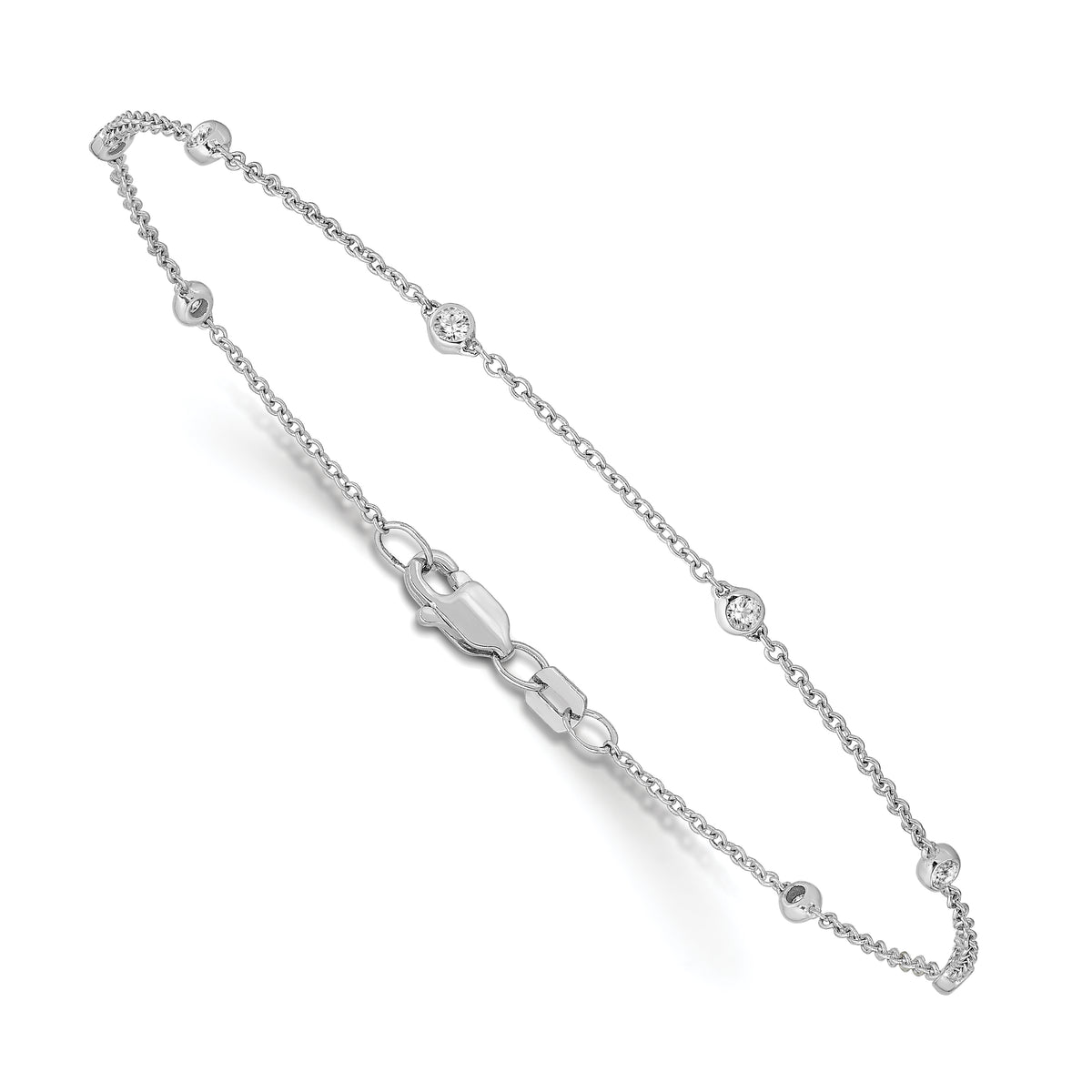 True Origin 1/5 carat Lab Grown Diamond VS+ F+ 9 Station 9 in Anklet - 14k White Gold