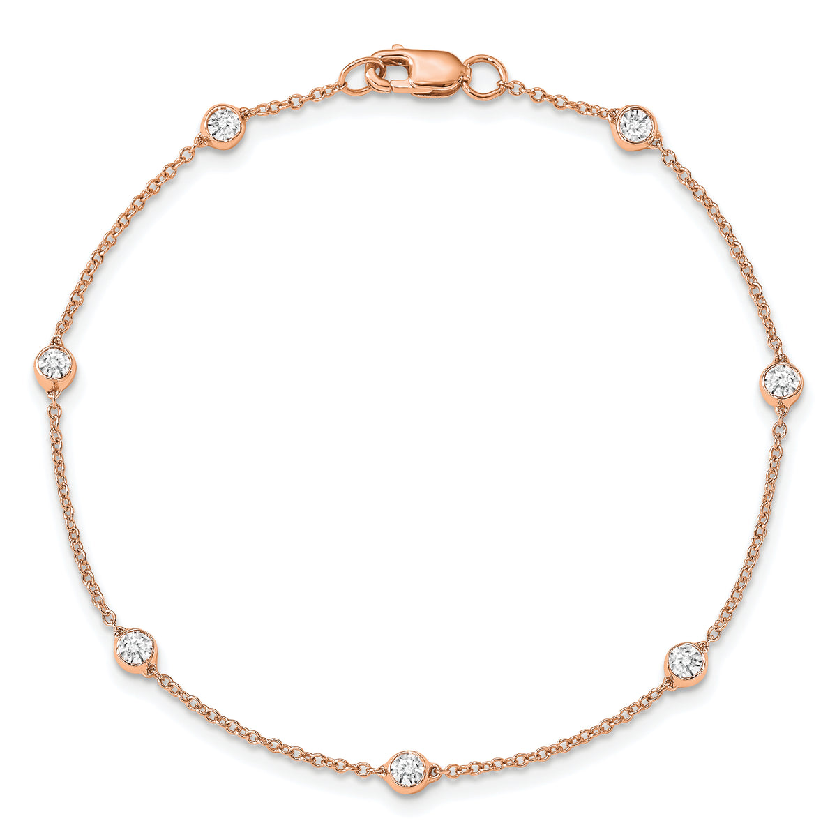True Origin Lab Grown Diamond Station Bracelet & Anklet - 14k Rose Gold / 7 in