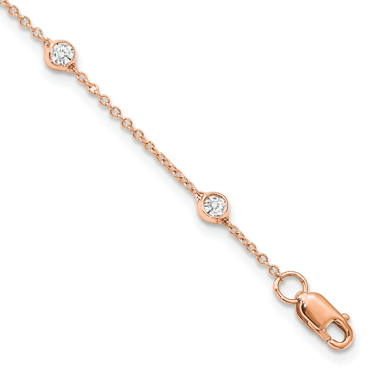 True Origin Lab Grown Diamond Station Bracelet & Anklet - 14k Rose Gold / 7 in