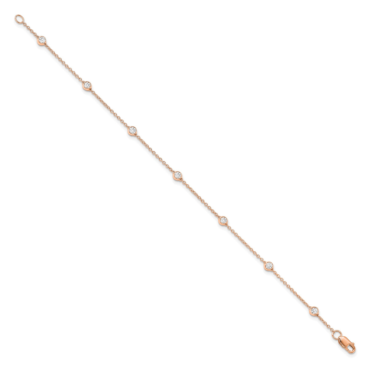True Origin Lab Grown Diamond Station Bracelet & Anklet - 14k Rose Gold / 8 in