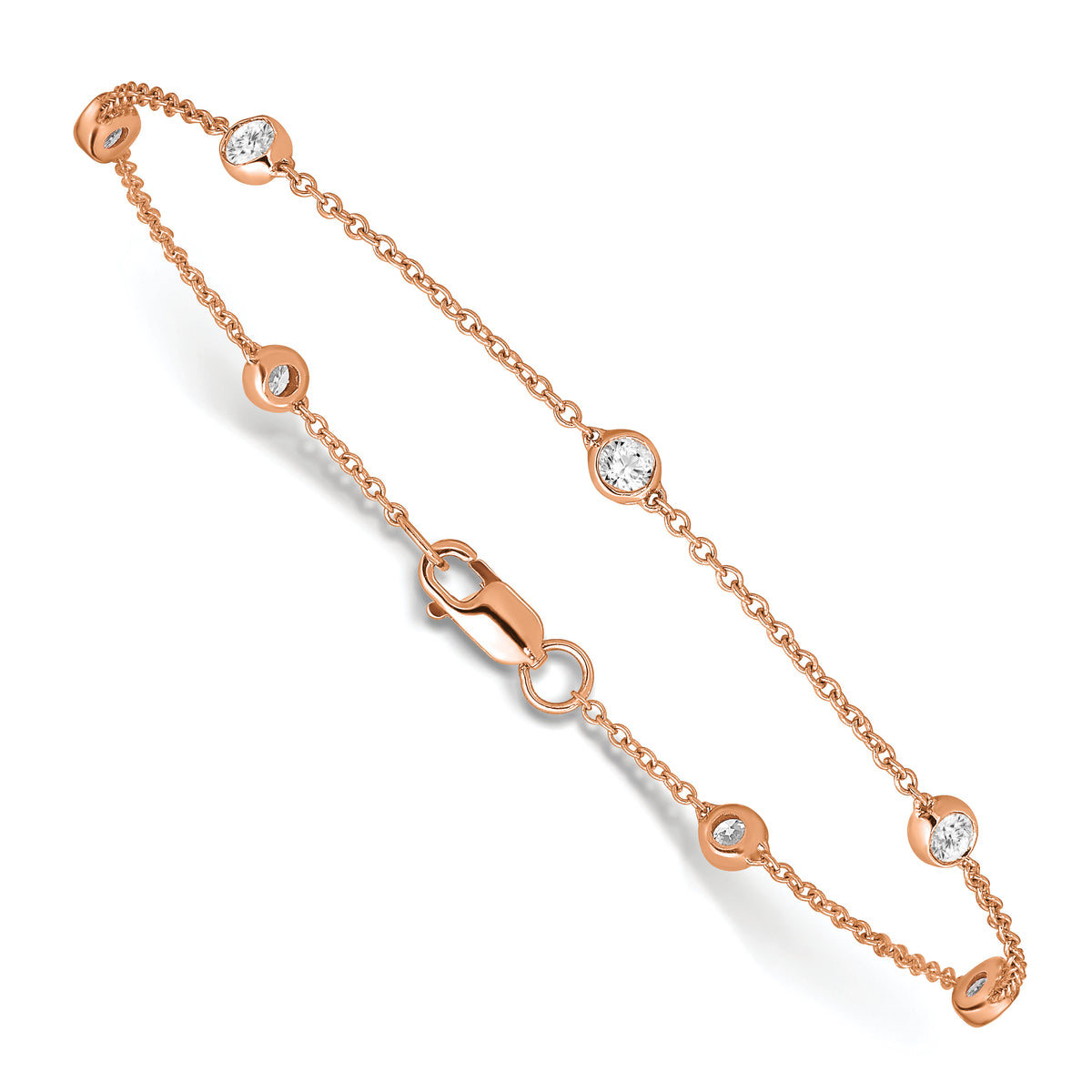 True Origin Lab Grown Diamond Station Bracelet & Anklet - 14k Rose Gold / 8 in