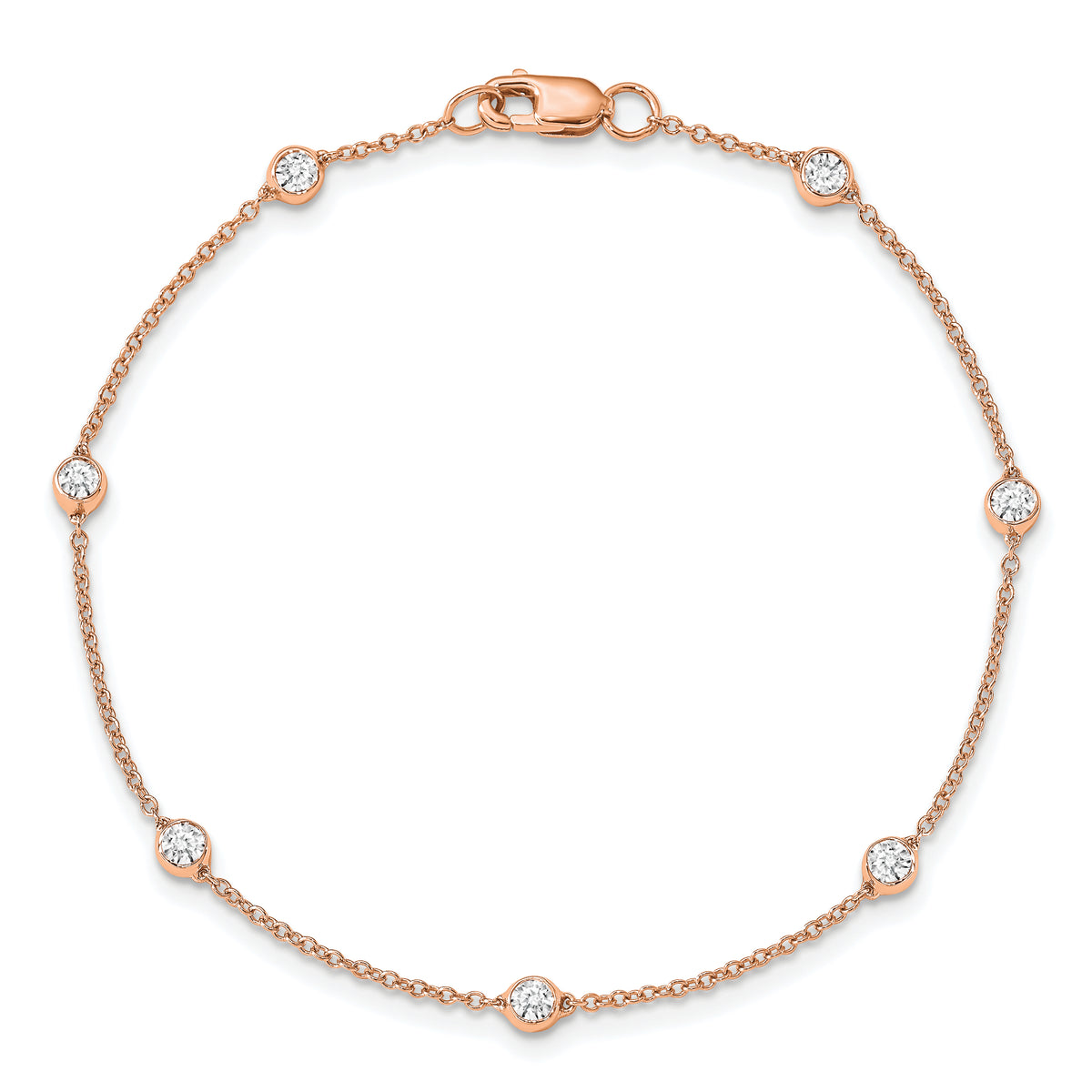 True Origin Lab Grown Diamond Station Bracelet & Anklet - 14k Rose Gold / 8 in