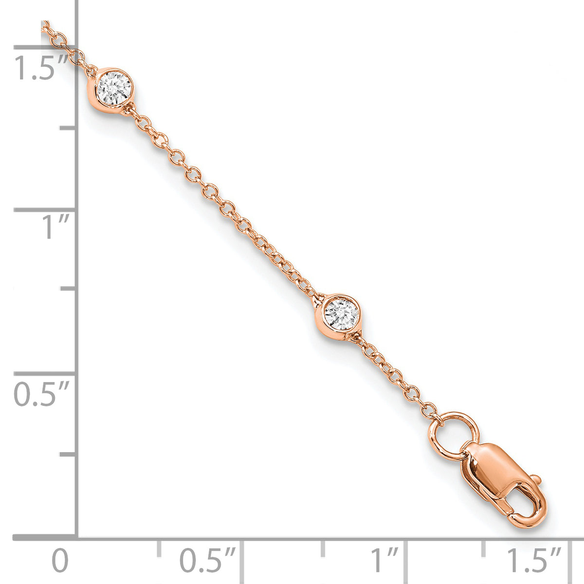 True Origin Lab Grown Diamond Station Bracelet & Anklet - 14k Rose Gold / 8 in