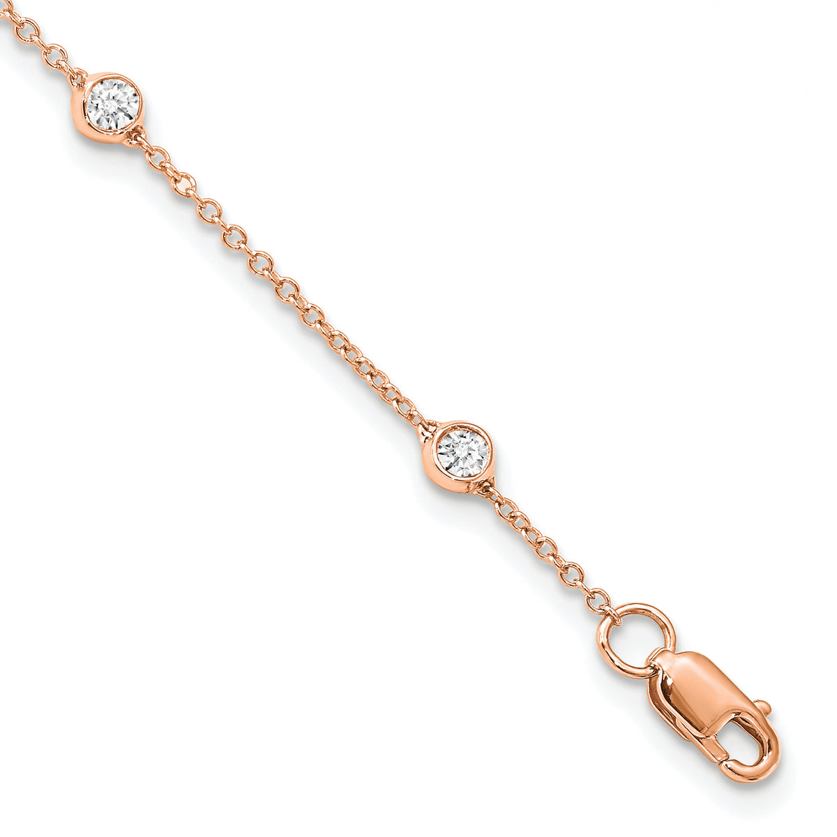 True Origin Lab Grown Diamond Station Bracelet & Anklet - 14k Rose Gold / 8 in